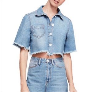 Free People- Cropped Denim Button Down Shirt